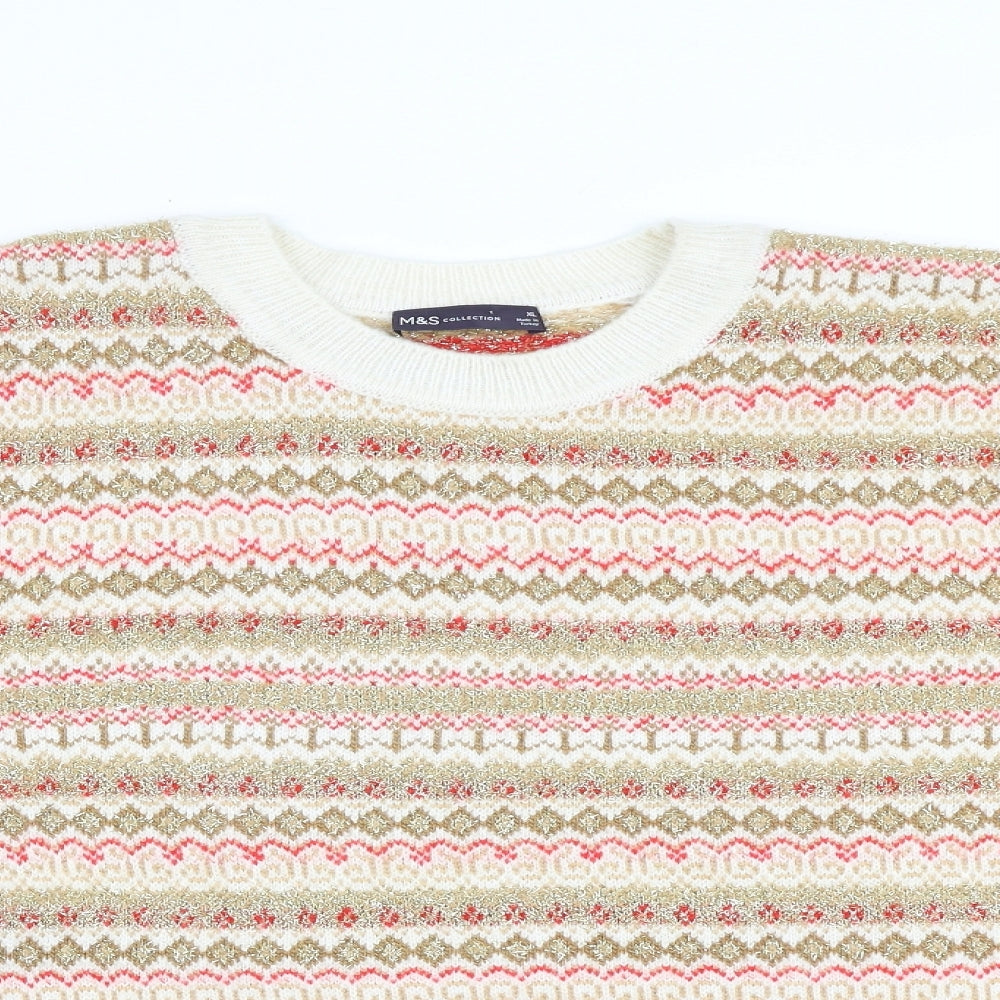 Marks and Spencer Womens Multicoloured Crew Neck Geometric Acrylic Pullover Jumper Size XL