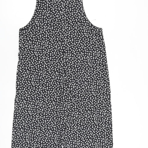 New Look Womens Black Floral Polyester Jumpsuit One-Piece Size 8 L21 in Pullover