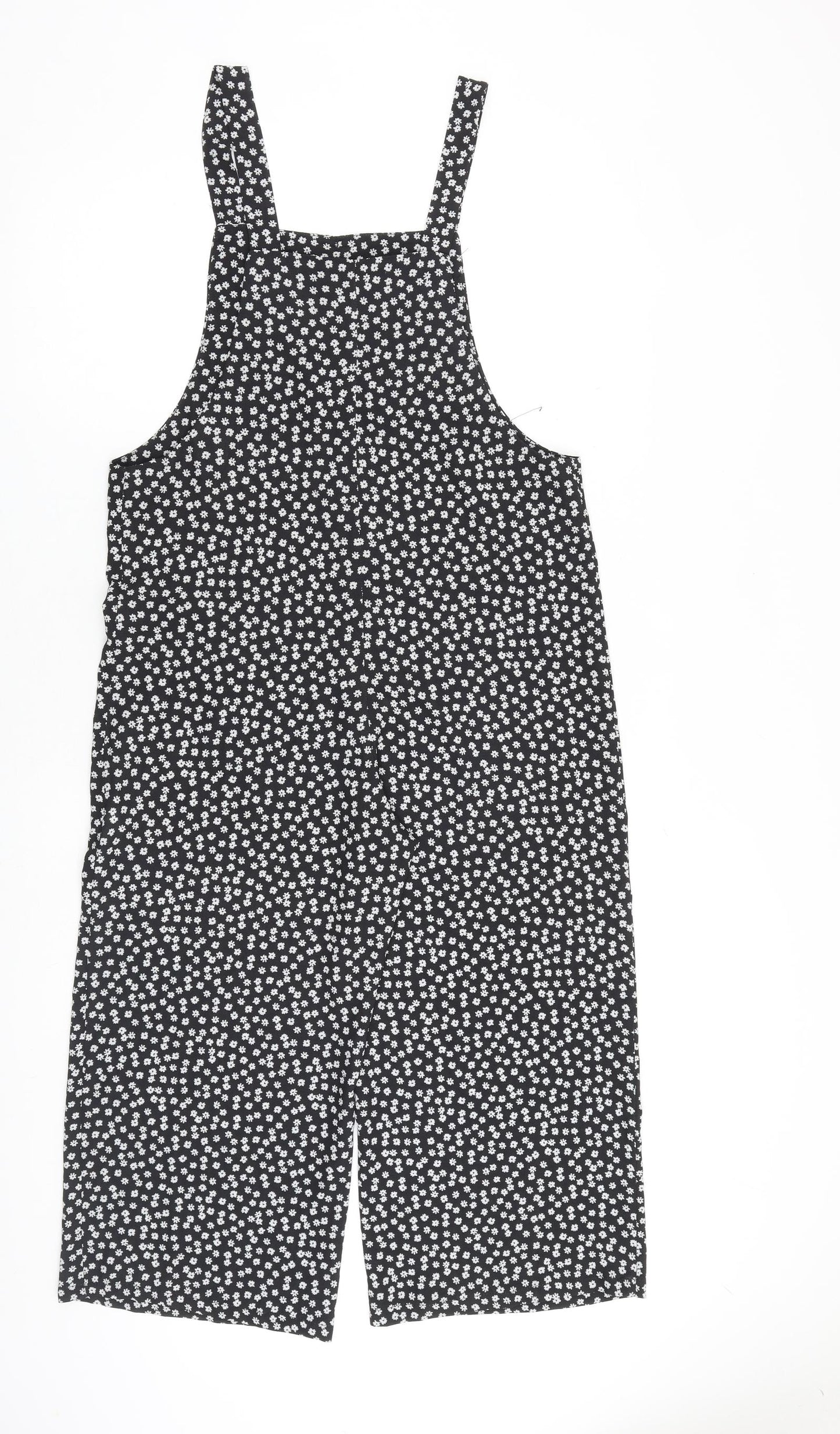 New Look Womens Black Floral Polyester Jumpsuit One-Piece Size 8 L21 in Pullover