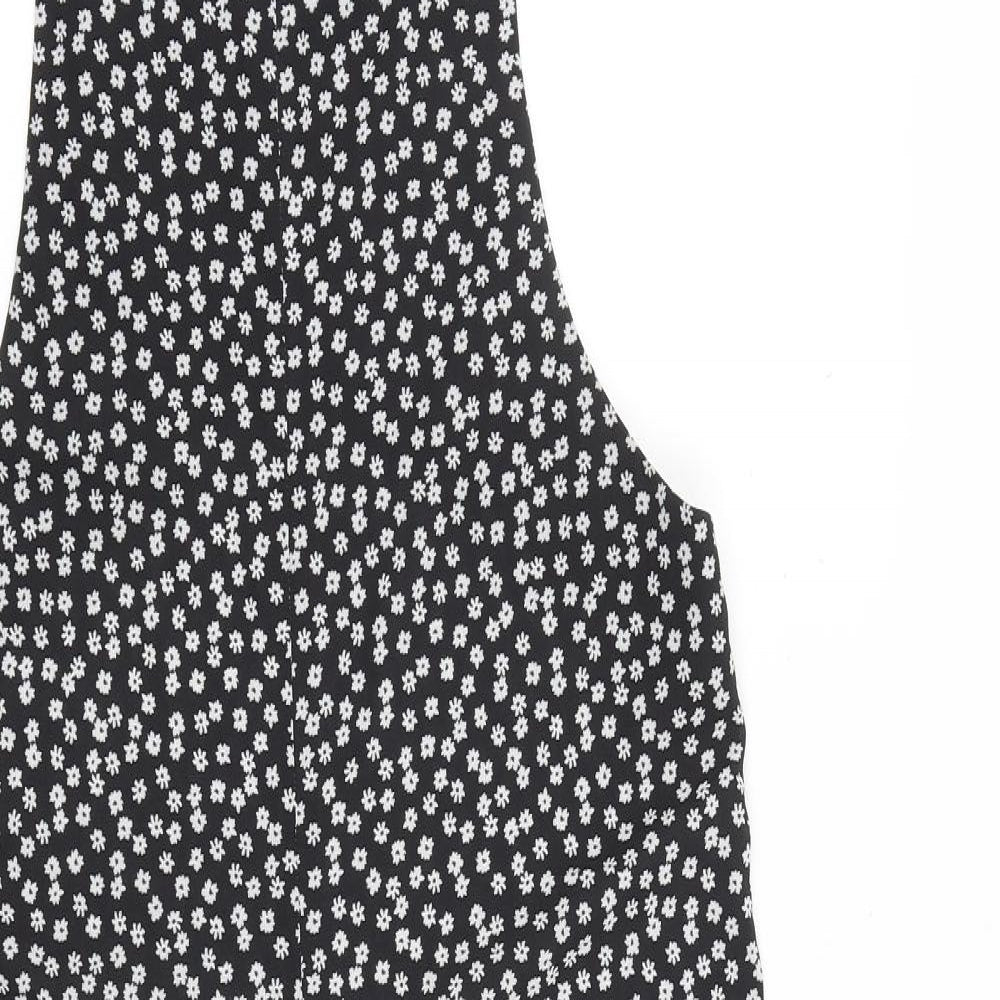 New Look Womens Black Floral Polyester Jumpsuit One-Piece Size 8 L21 in Pullover