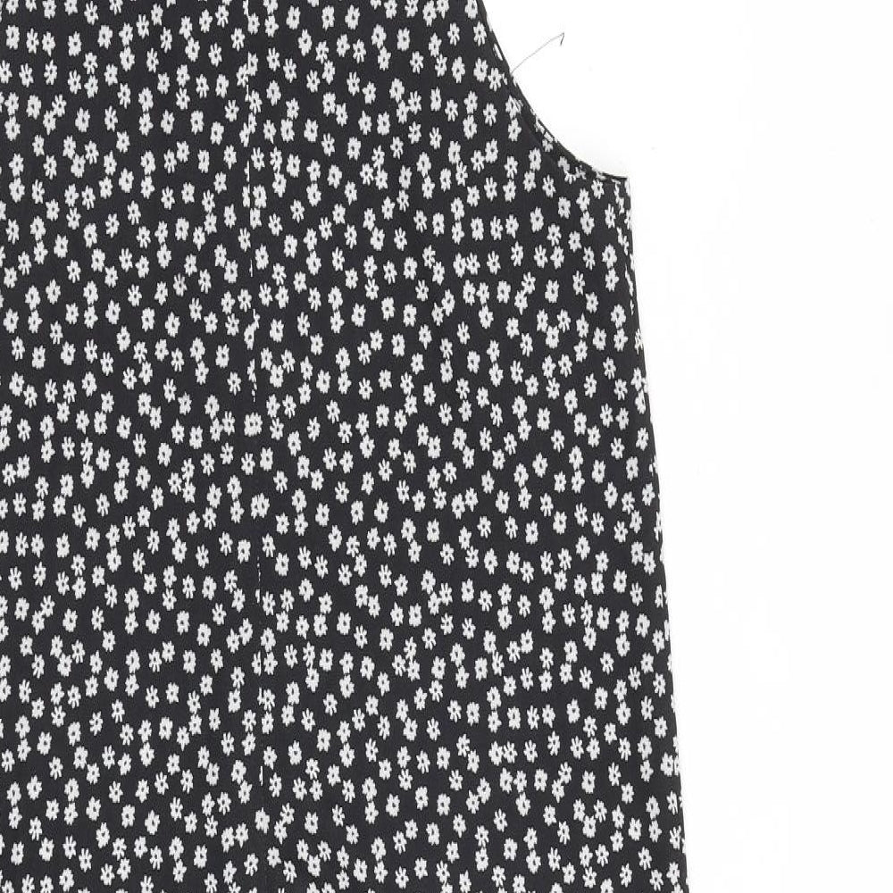 New Look Womens Black Floral Polyester Jumpsuit One-Piece Size 8 L21 in Pullover