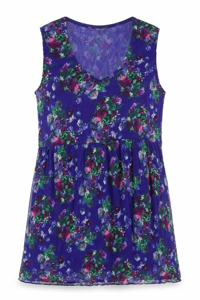 Michele Hope Womens Multicoloured Floral Polyester Basic Tank Size 14 Round Neck