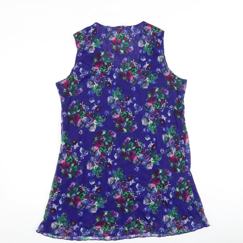 Michele Hope Womens Multicoloured Floral Polyester Basic Tank Size 14 Round Neck
