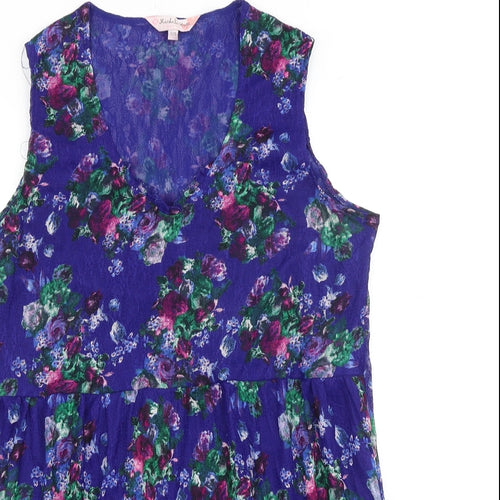 Michele Hope Womens Multicoloured Floral Polyester Basic Tank Size 14 Round Neck