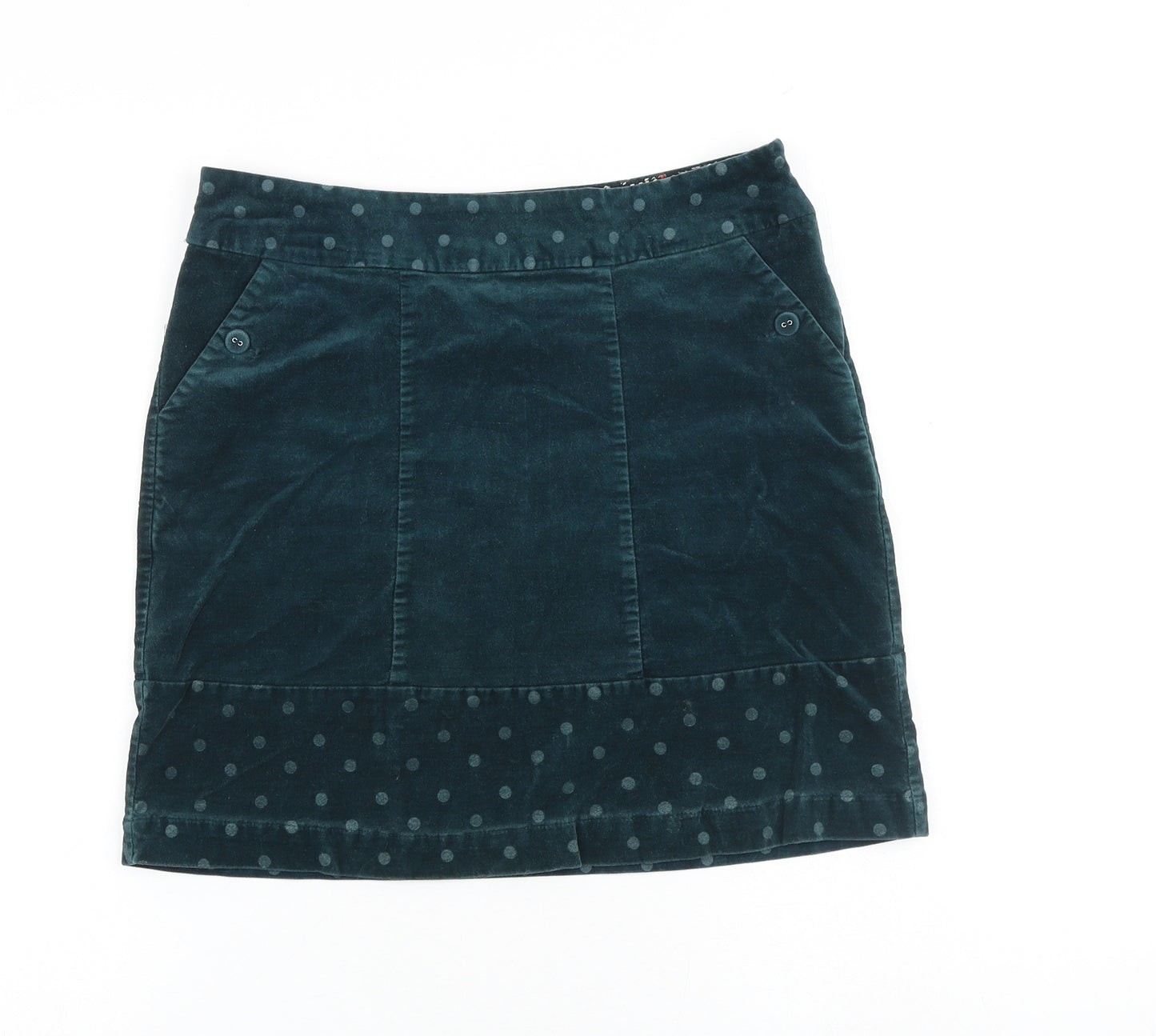 White Stuff Womens Green Polka Dot Polyester A-Line Skirt Size 8 Zip