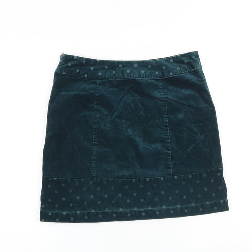 White Stuff Womens Green Polka Dot Polyester A-Line Skirt Size 8 Zip