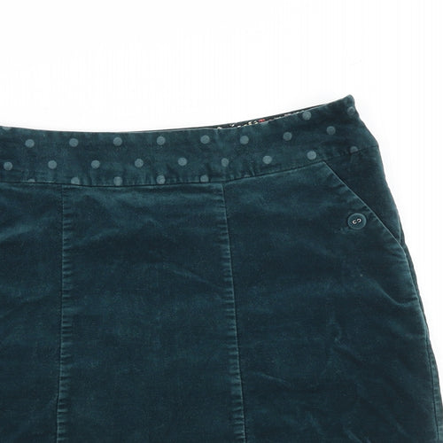 White Stuff Womens Green Polka Dot Polyester A-Line Skirt Size 8 Zip