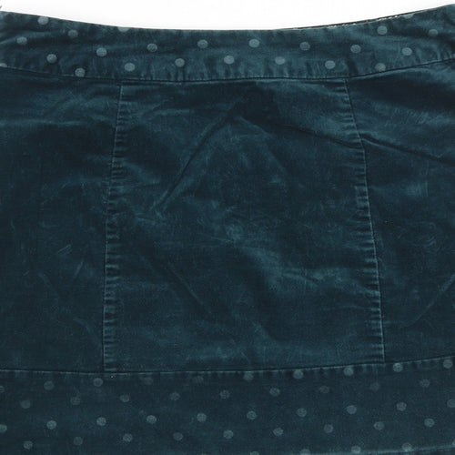 White Stuff Womens Green Polka Dot Polyester A-Line Skirt Size 8 Zip