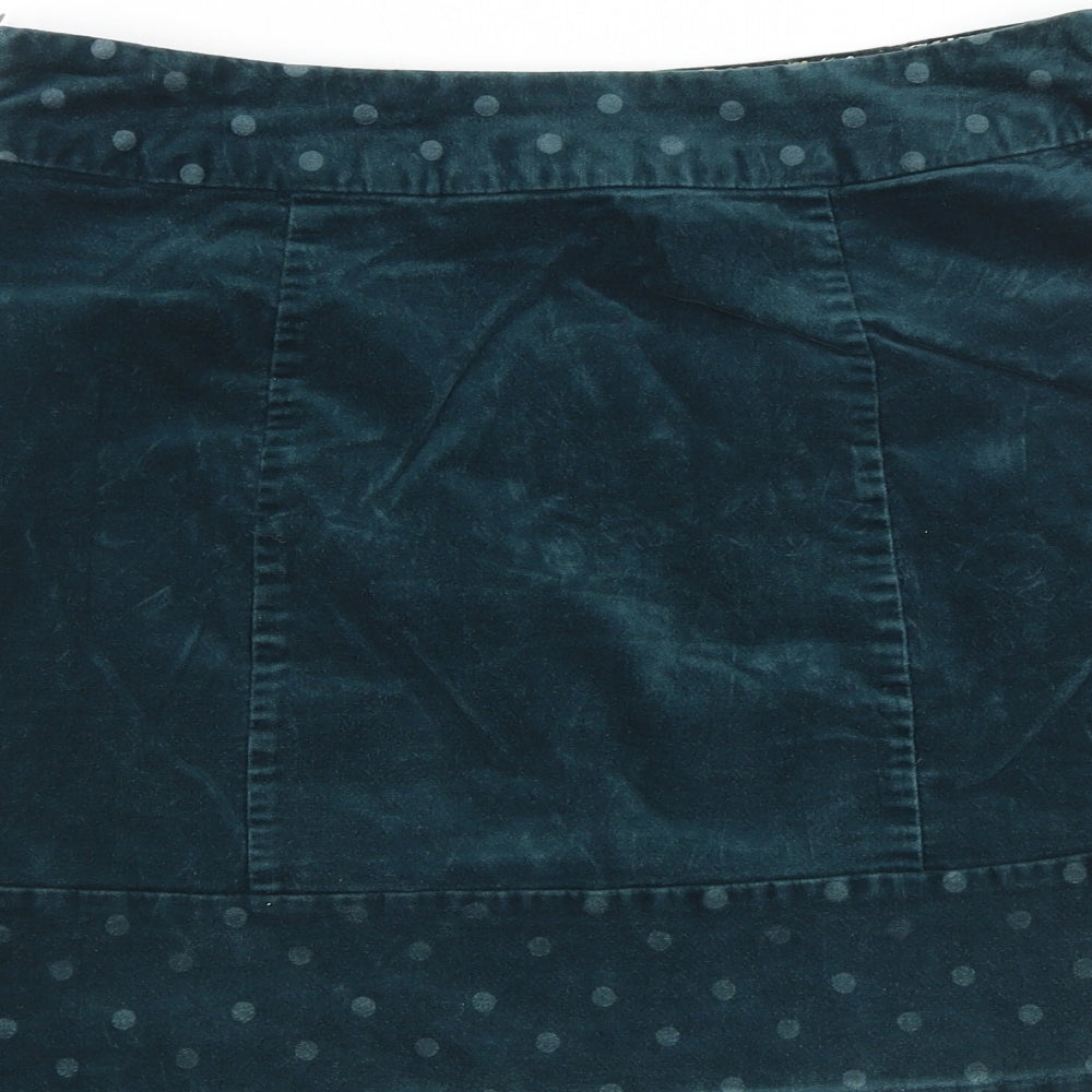 White Stuff Womens Green Polka Dot Polyester A-Line Skirt Size 8 Zip
