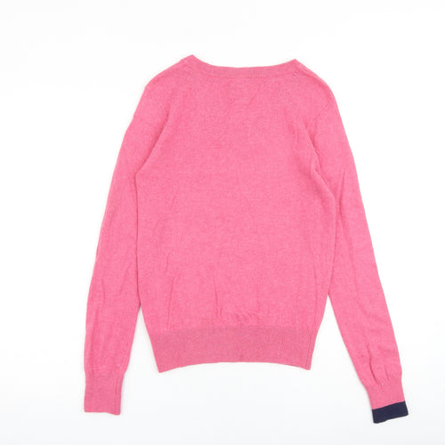 Joules Womens Pink V-Neck Viscose Pullover Jumper Size 10