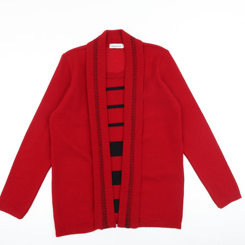 Impressions Womens Red Round Neck Striped Acrylic Pullover Jumper Size S - Twin Set