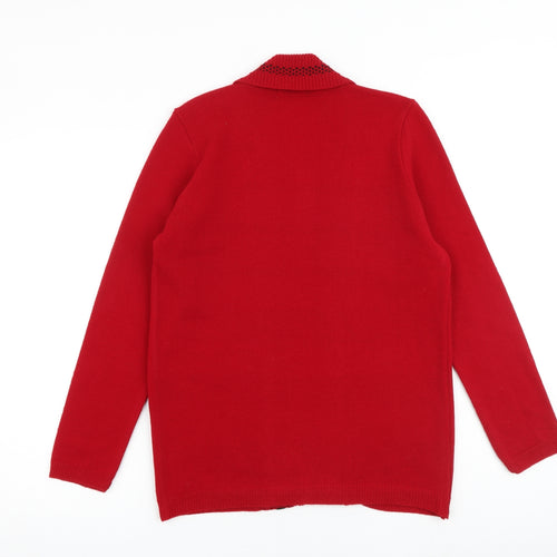Impressions Womens Red Round Neck Striped Acrylic Pullover Jumper Size S - Twin Set