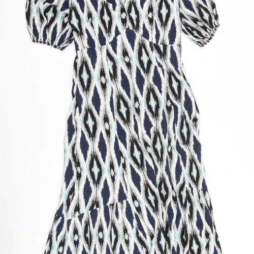 Marks and Spencer Womens Multicoloured Geometric Viscose Maxi Size 6 V-Neck Pullover