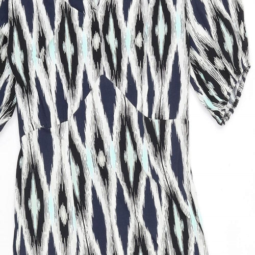 Marks and Spencer Womens Multicoloured Geometric Viscose Maxi Size 6 V-Neck Pullover