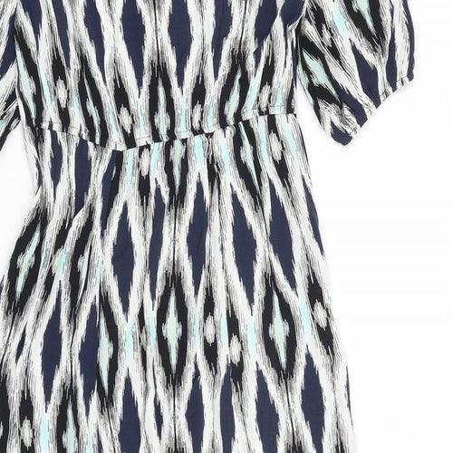 Marks and Spencer Womens Multicoloured Geometric Viscose Maxi Size 6 V-Neck Pullover