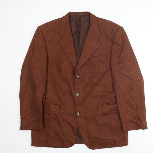 Blacks Mens Brown Check Wool Jacket Suit Jacket Size 46 Regular