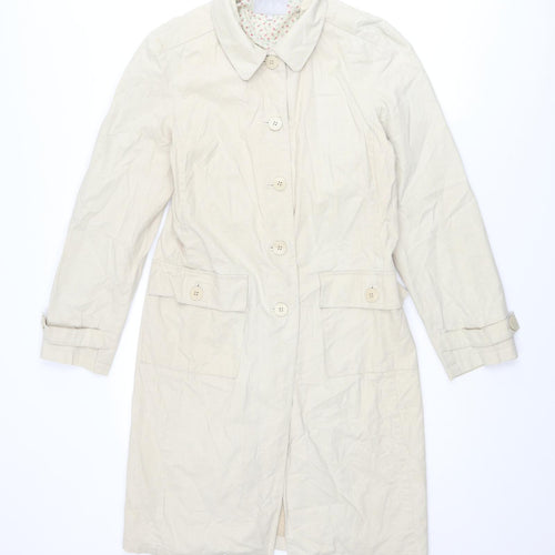 JFW Womens Beige Rain Coat Coat Size 10 Button
