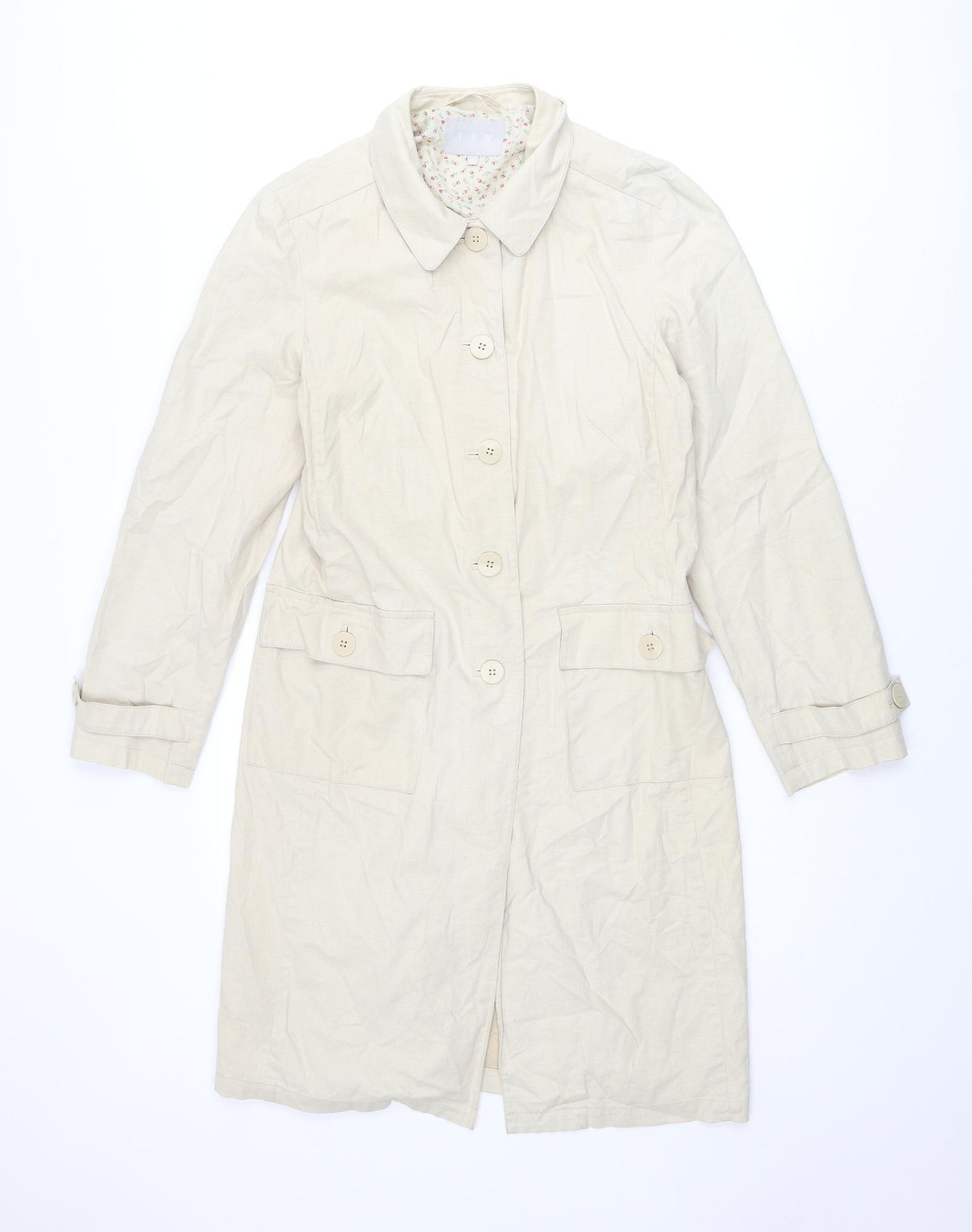JFW Womens Beige Rain Coat Coat Size 10 Button