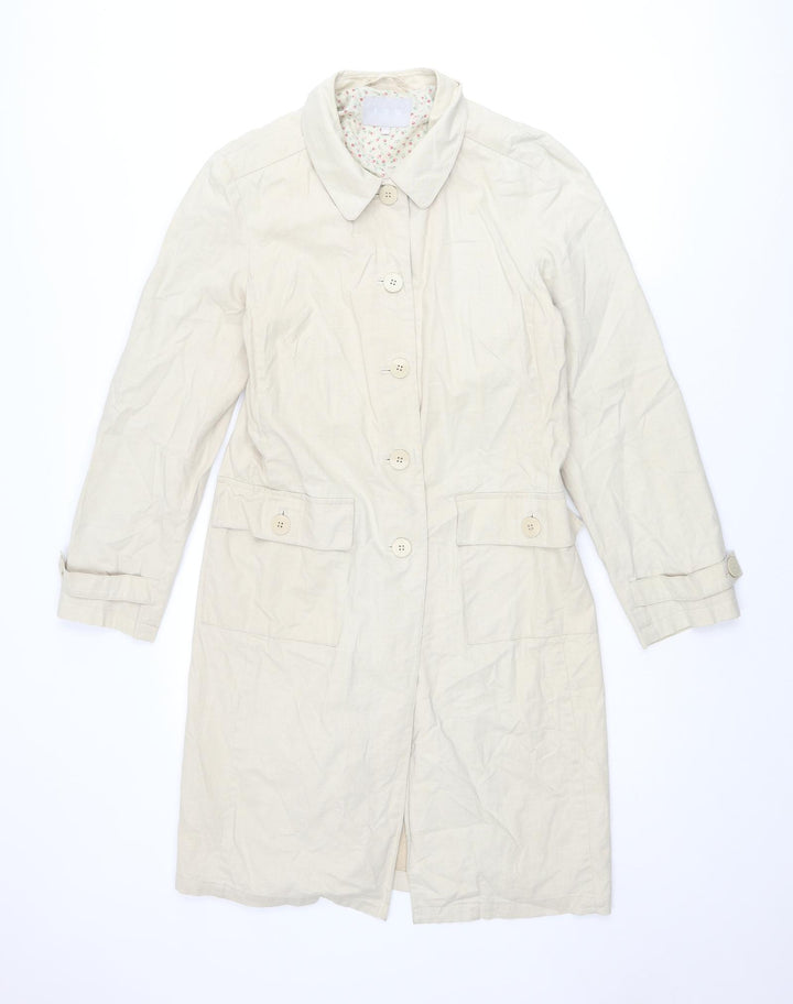 JFW Womens Beige Rain Coat Coat Size 10 Button