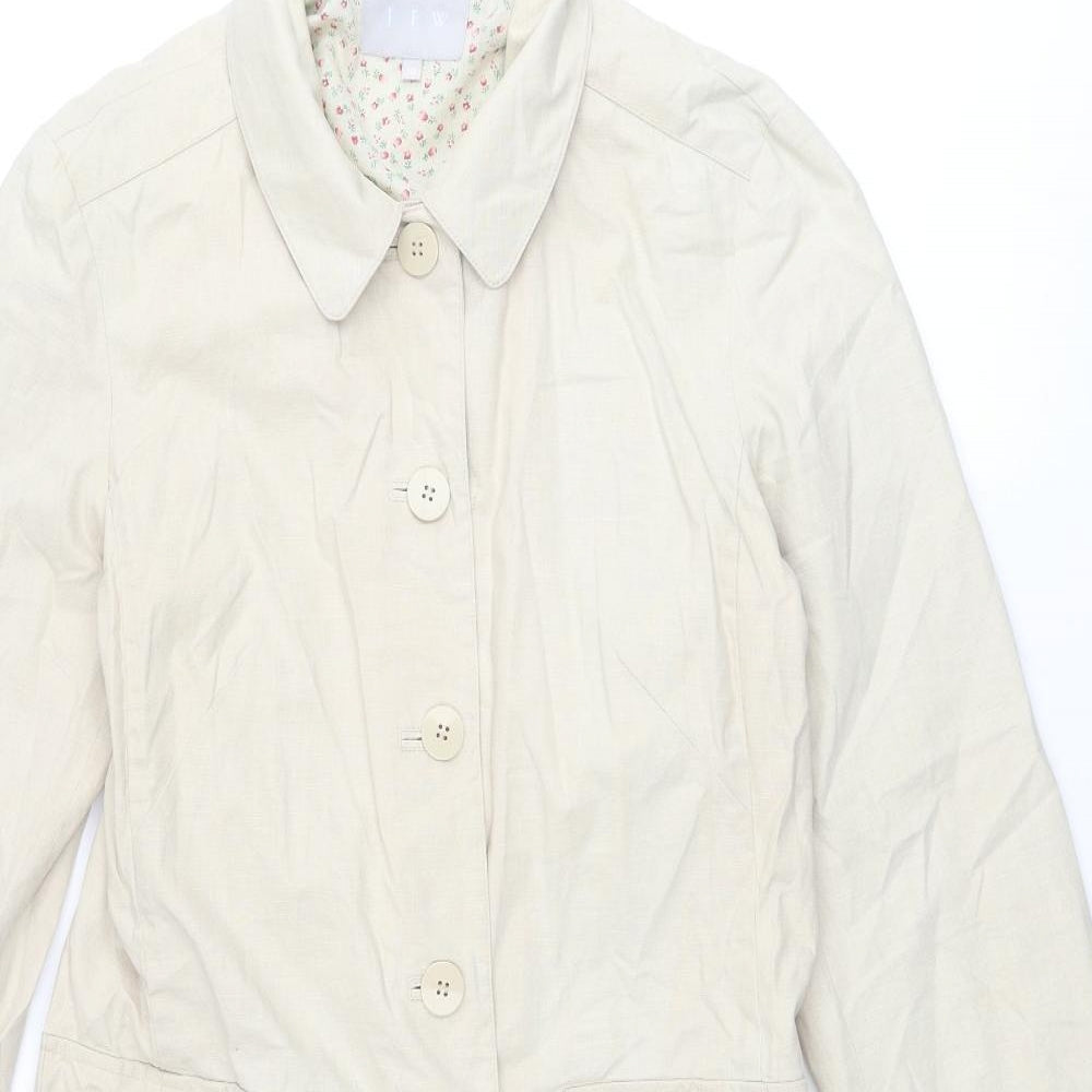 JFW Womens Beige Rain Coat Coat Size 10 Button