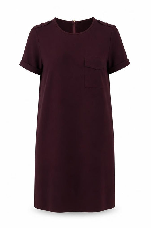 Front view of New Look women’s purple polyester a-line, size UK 8, round neck button