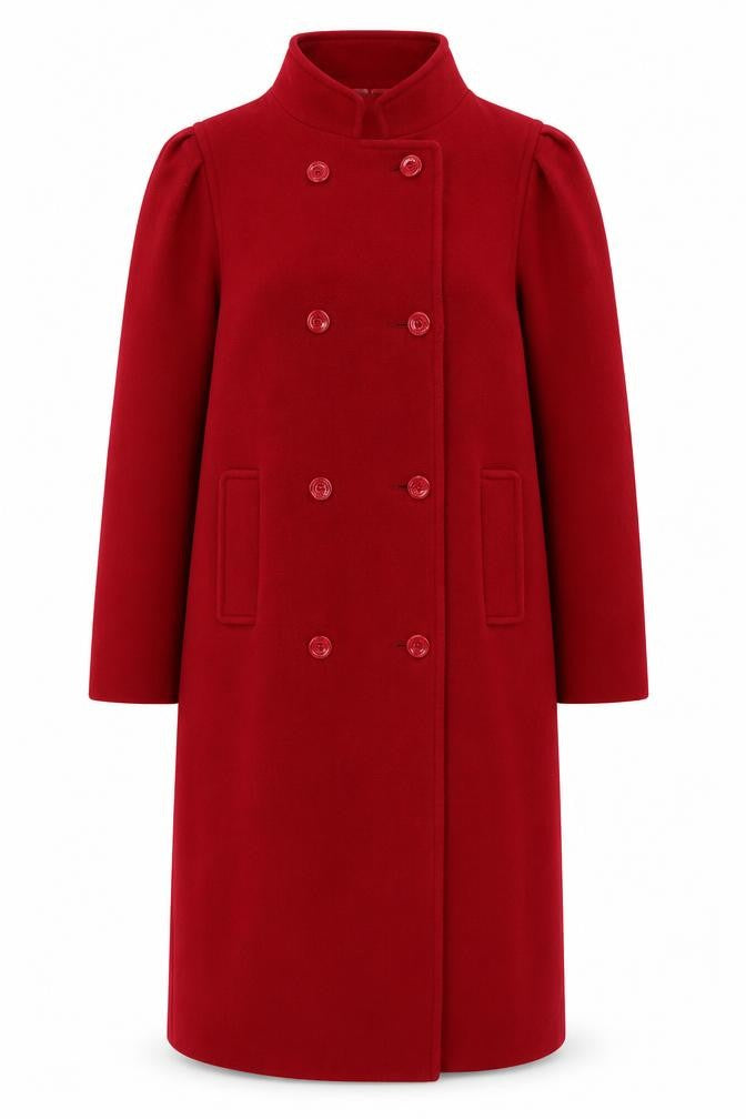 Front view of NuAge women’s pink overcoat coat, size UK 10, button