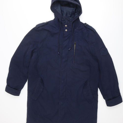 Cotton Traders Mens Blue Windbreaker Coat Size M Zip