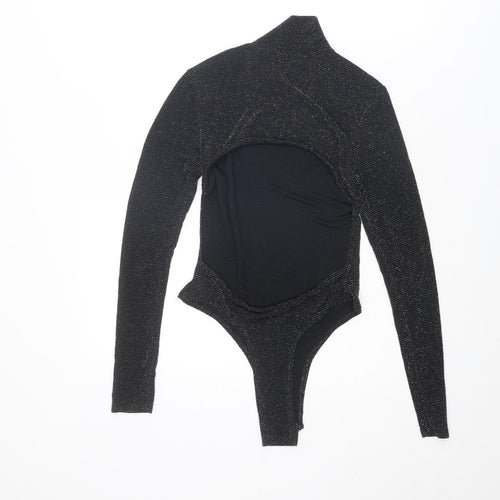 I SAW IT FIRST Womens Black Nylon Bodysuit One-Piece Size 8 Snap - Open Back