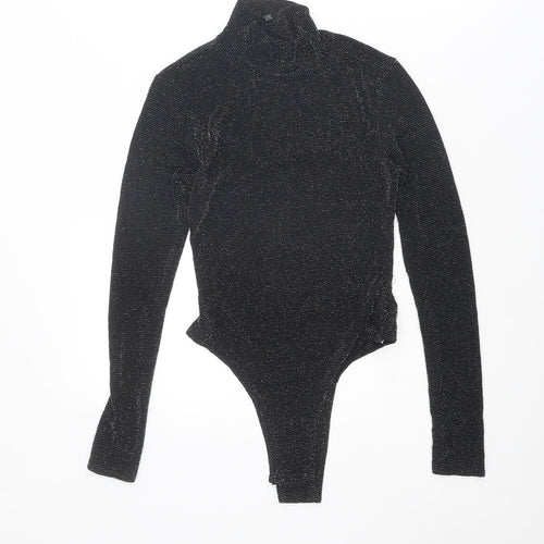 I SAW IT FIRST Womens Black Nylon Bodysuit One-Piece Size 8 Snap - Open Back