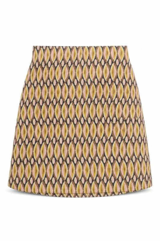 Front view of Stradivarius women’s multicoloured geometric polyester a-line skirt, size S