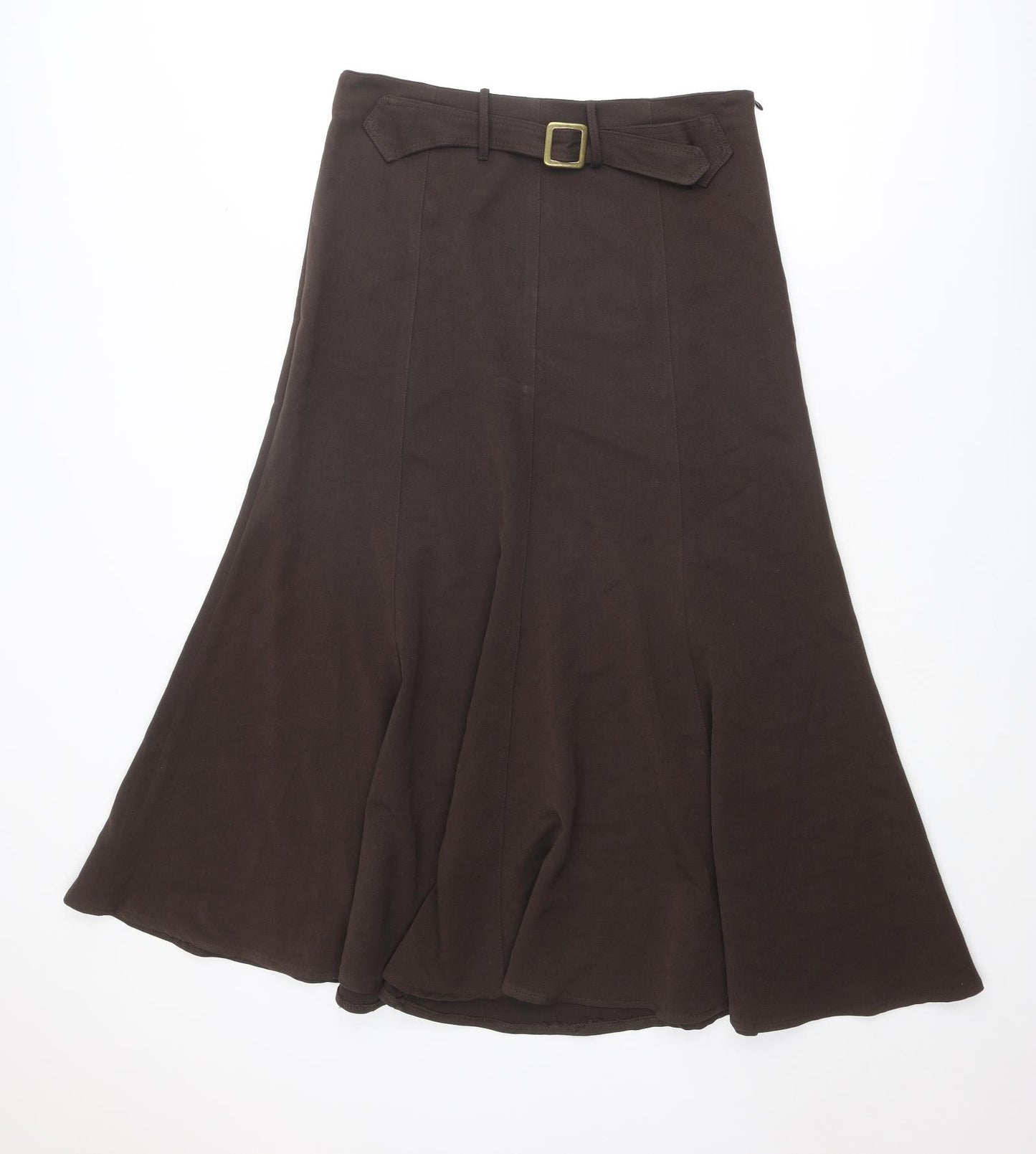 Solo Womens Brown Polyester Swing Skirt Size 14 Zip