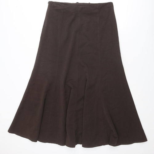 Solo Womens Brown Polyester Swing Skirt Size 14 Zip