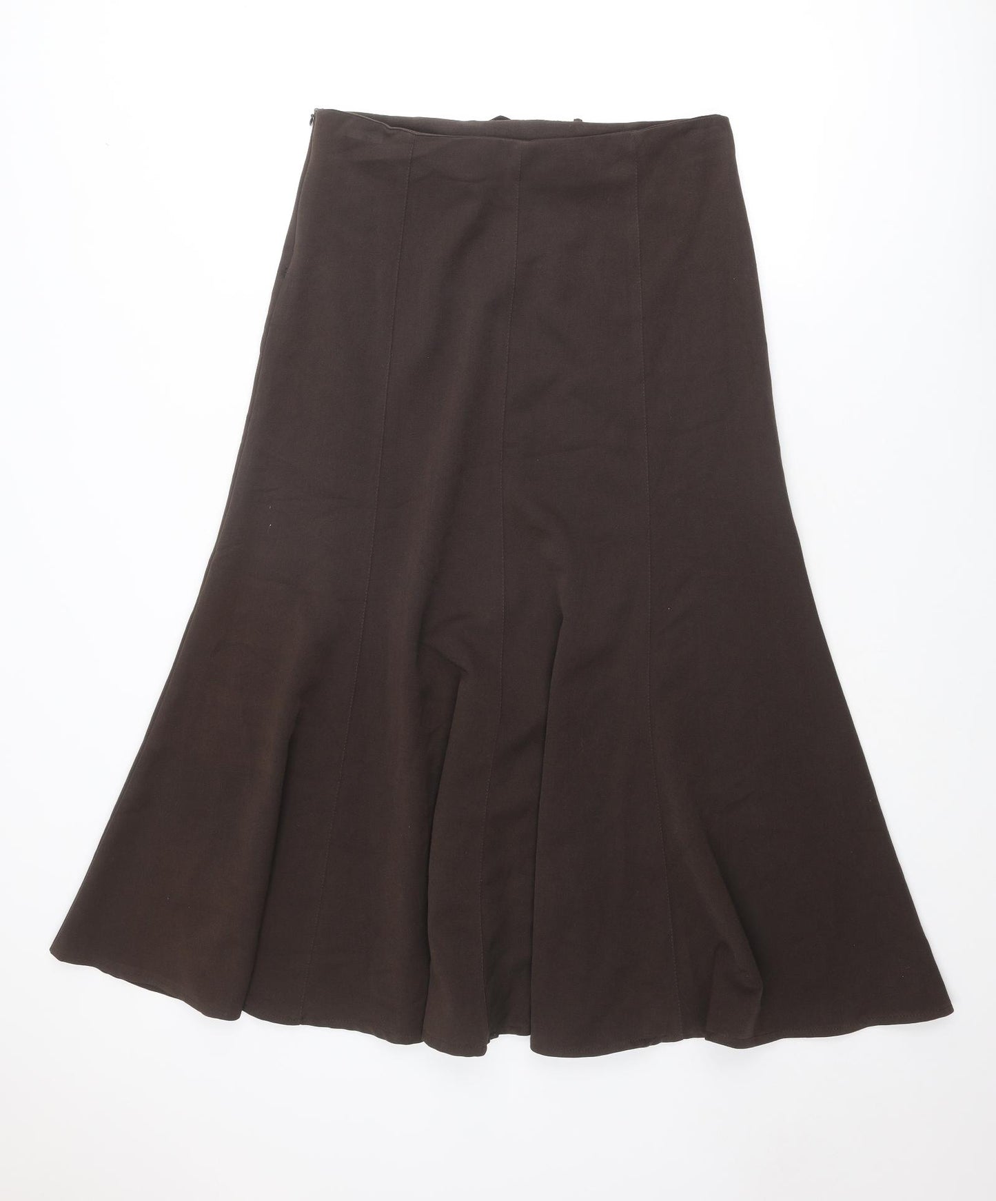 Solo Womens Brown Polyester Swing Skirt Size 14 Zip