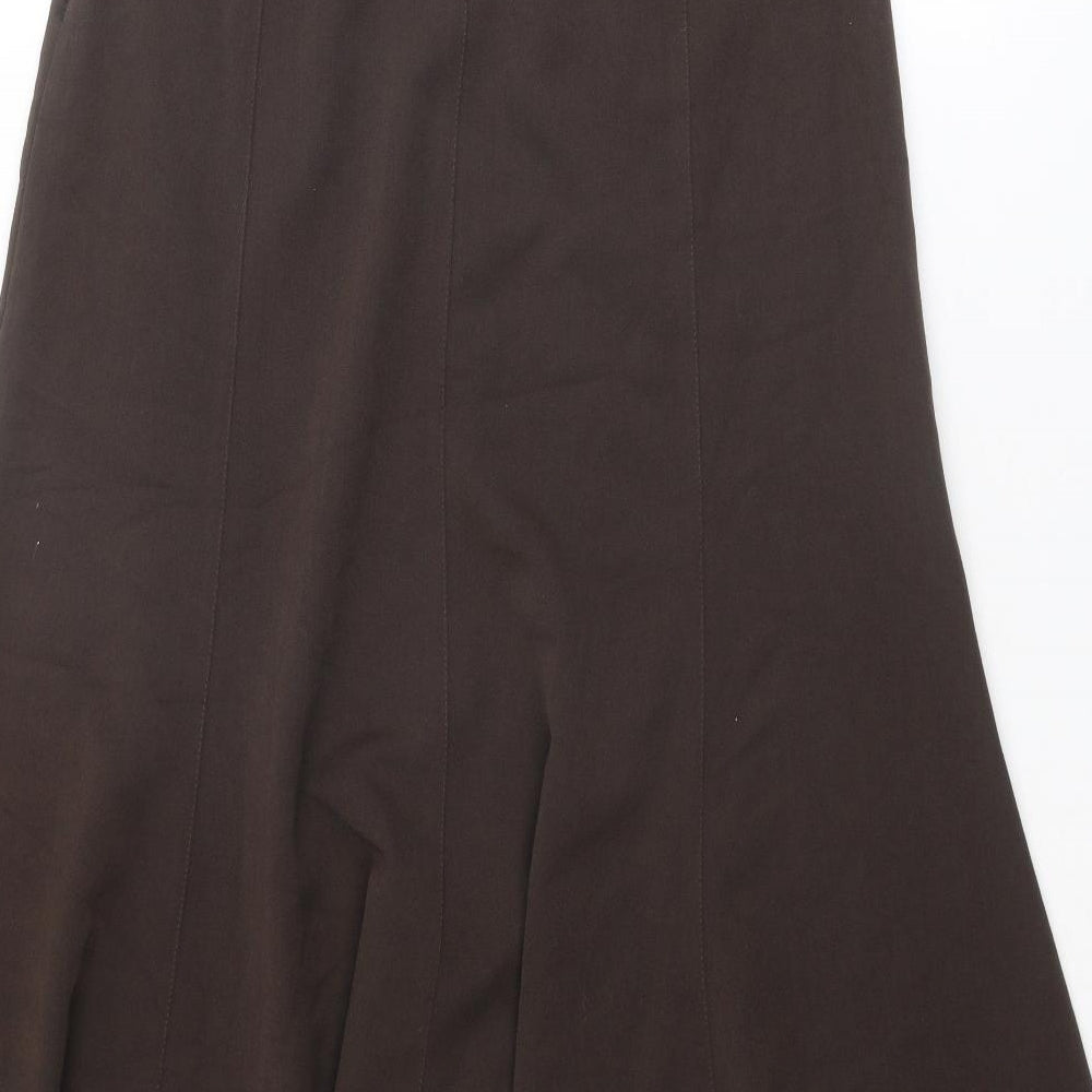 Solo Womens Brown Polyester Swing Skirt Size 14 Zip
