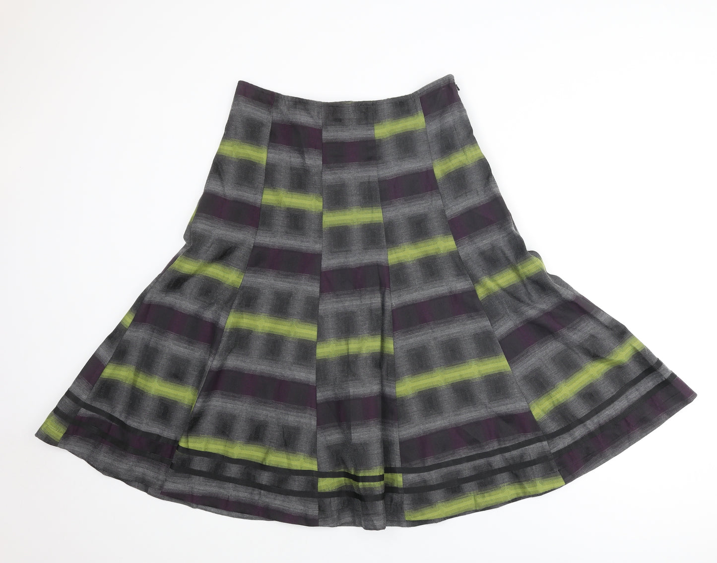 Per Una Womens Grey Geometric Polyester Swing Skirt Size 12 Zip