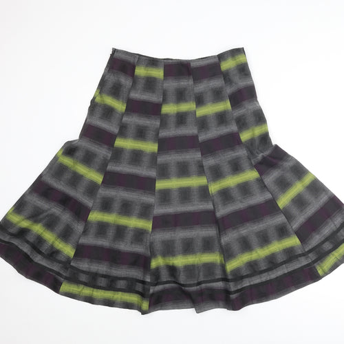 Per Una Womens Grey Geometric Polyester Swing Skirt Size 12 Zip