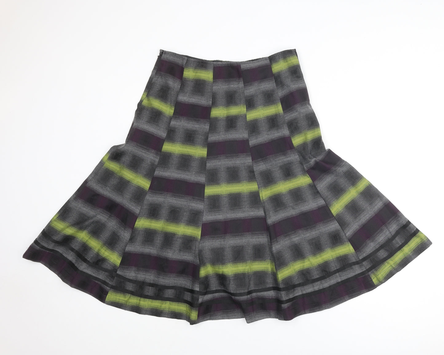 Per Una Womens Grey Geometric Polyester Swing Skirt Size 12 Zip