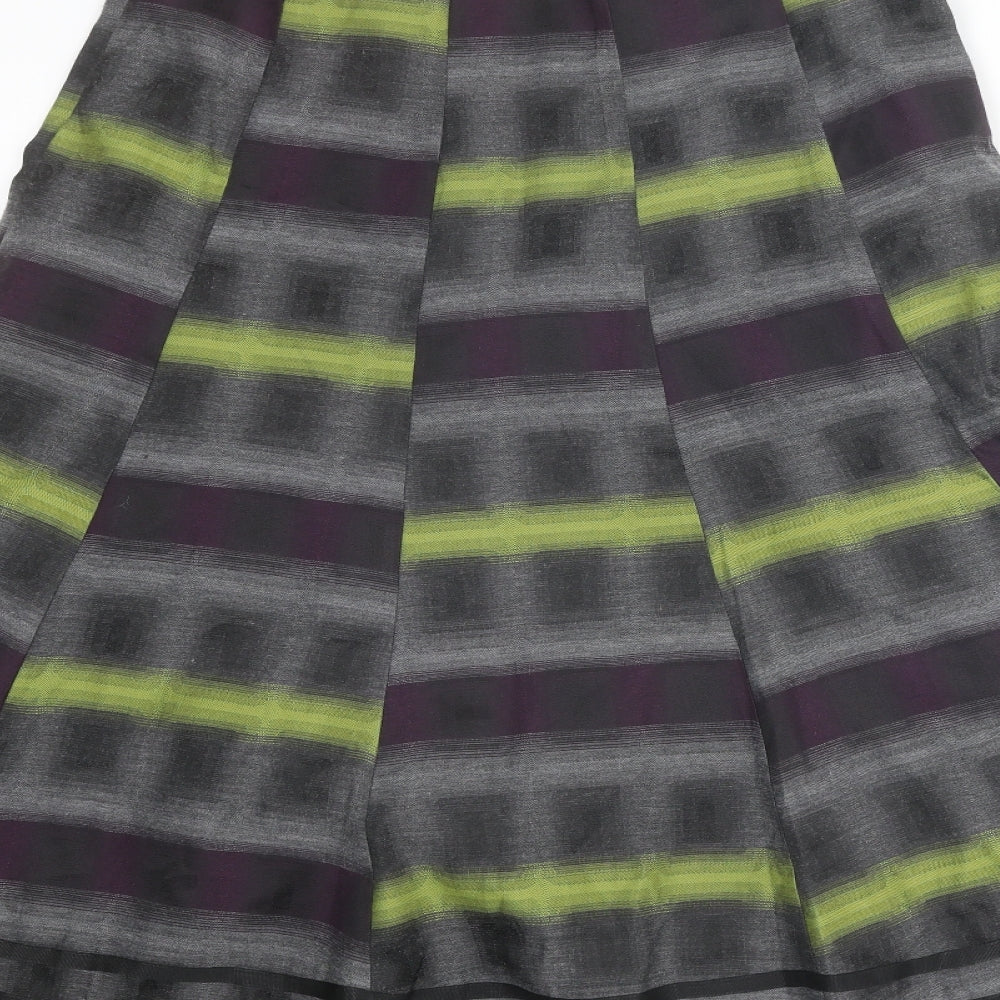 Per Una Womens Grey Geometric Polyester Swing Skirt Size 12 Zip