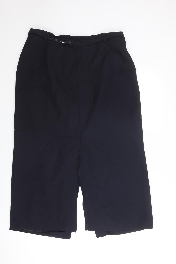 St Michael Womens Blue Polyester A-Line Skirt Size 20 Zip - Belt included