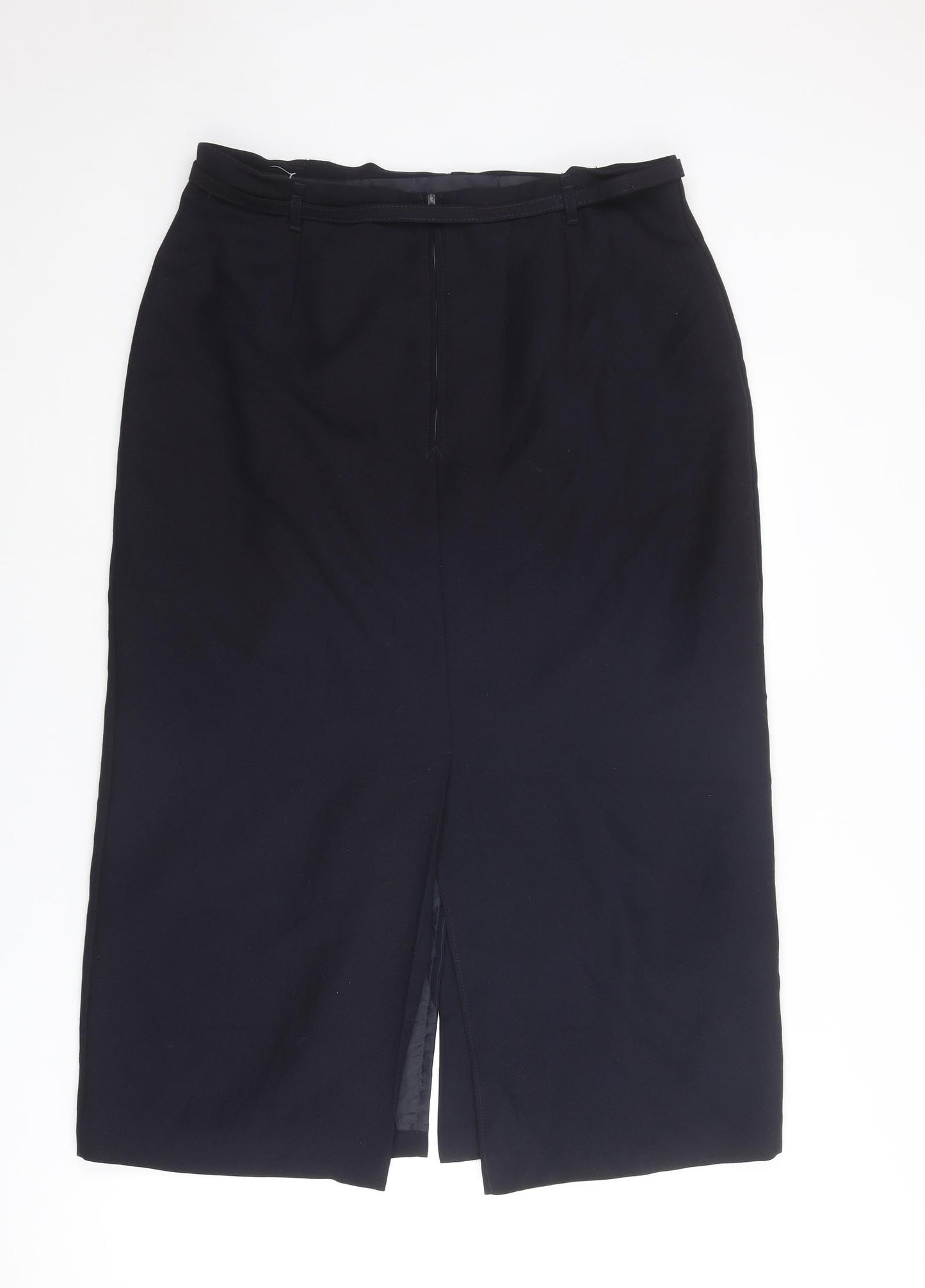 St Michael Womens Blue Polyester A-Line Skirt Size 20 Zip - Belt included