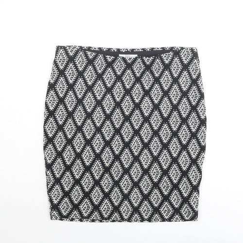EDC Womens Black Argyle/Diamond Cotton Bandage Skirt Size S