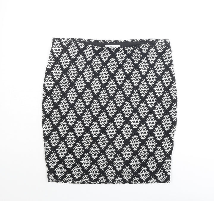 EDC Womens Black Argyle/Diamond Cotton Bandage Skirt Size S