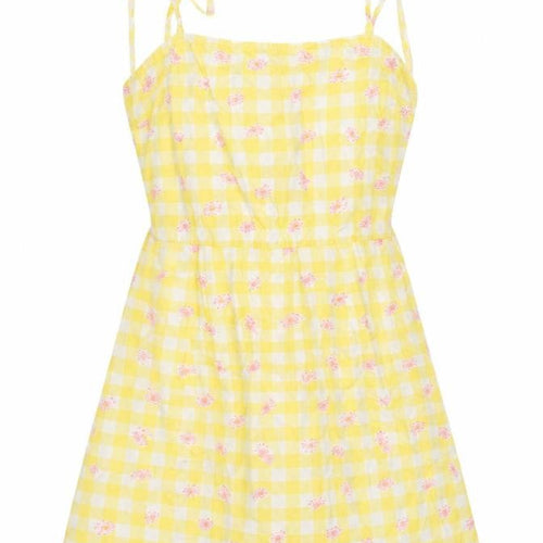 Influence Womens Yellow Geometric Cotton Mini Size 10 Square Neck Tie - Floral
