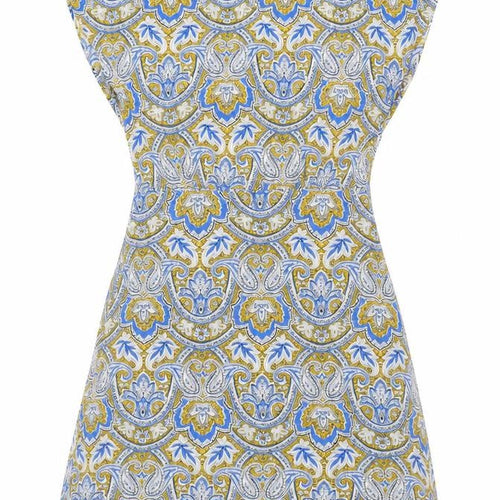 Mango Womens Multicoloured Geometric Polyester A-Line Size M Round Neck Button