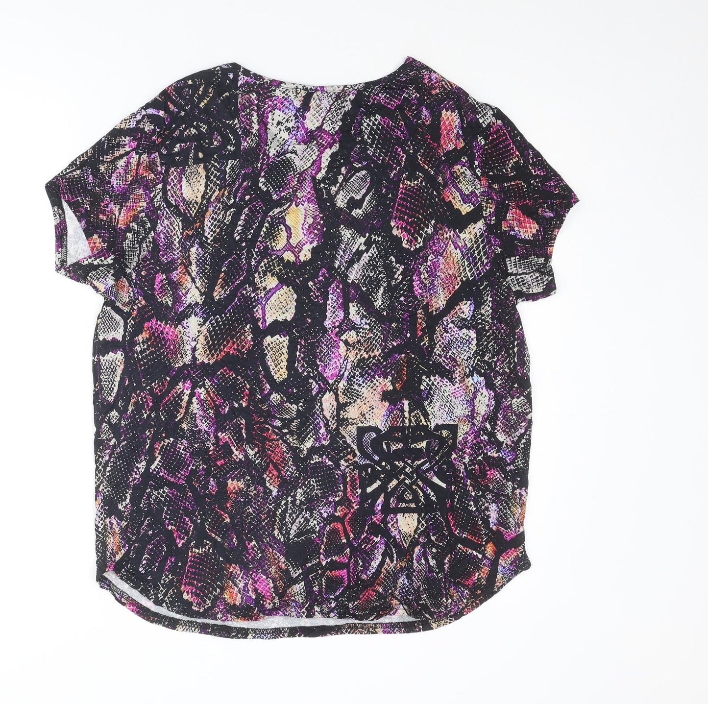 BiBA Womens Multicoloured Animal Print Viscose Basic T-Shirt Size 14 Round Neck - Snakeskin Pattern