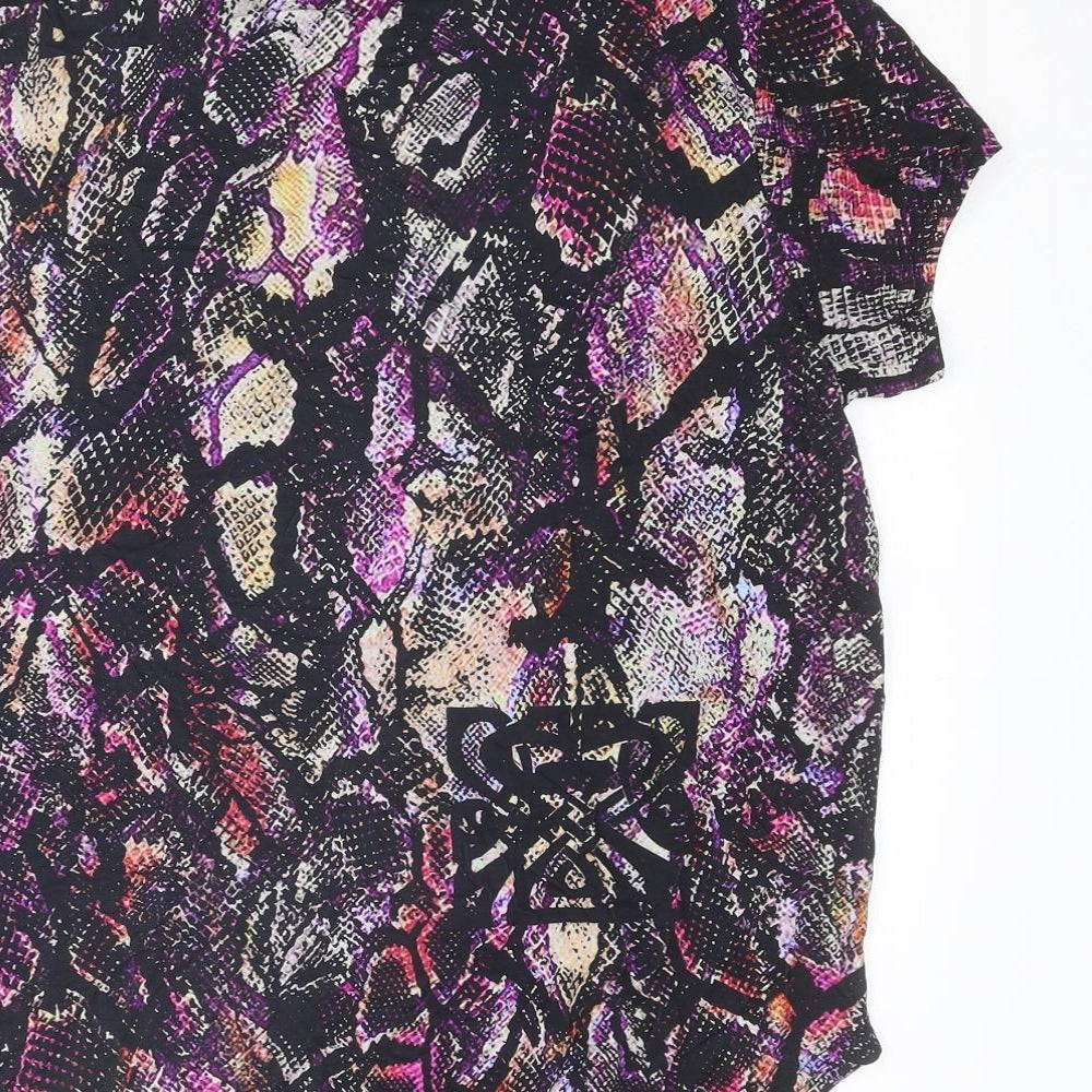 BiBA Womens Multicoloured Animal Print Viscose Basic T-Shirt Size 14 Round Neck - Snakeskin Pattern