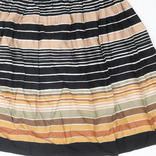 St Michael Womens Multicoloured Striped Cotton Peasant Skirt Size 10 Zip