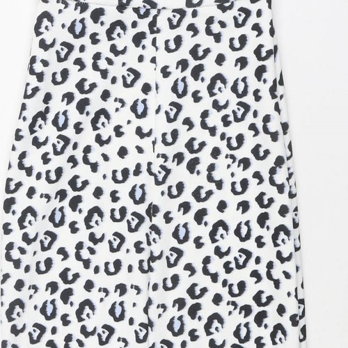 New Look Womens White Animal Print Polyester Shift Size 8 Off the Shoulder Pullover - Leopard Print