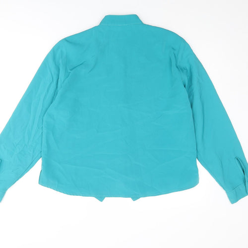 Rothmar of Scotland Womens Blue Polyester Basic Button-Up Size 16 Round Neck