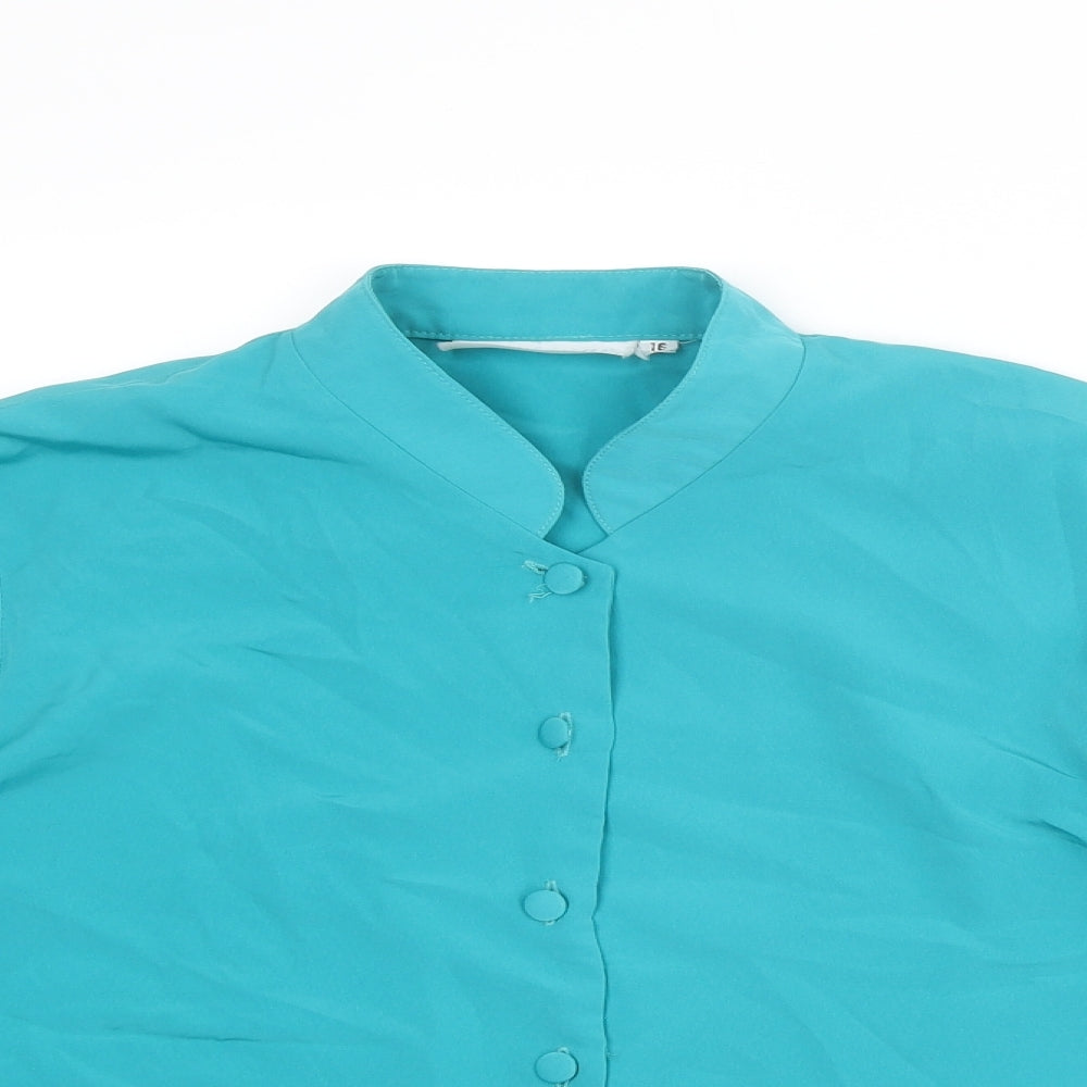 Rothmar of Scotland Womens Blue Polyester Basic Button-Up Size 16 Round Neck